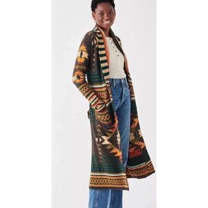 Faherty Paloma Duster Cardigan Western Aztec B Yellowtail Knit Long Sweater Q